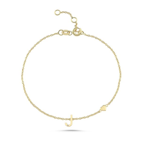 Nuran Bogstav Armbånd A-W – 14 Karat Guld m. Diamant – produktbillede 10