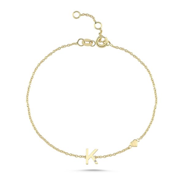 Nuran Bogstav Armbånd A-W – 14 Karat Guld m. Diamant – produktbillede 11