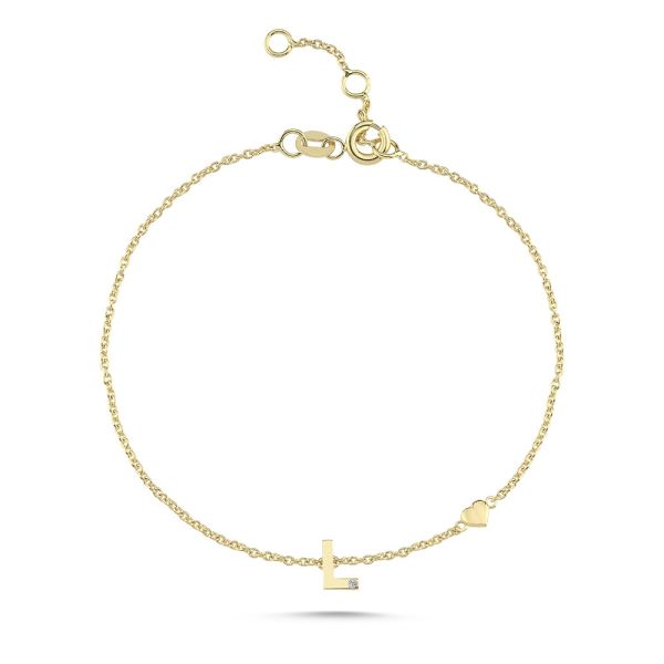Nuran Bogstav Armbånd A-W – 14 Karat Guld m. Diamant – produktbillede 12