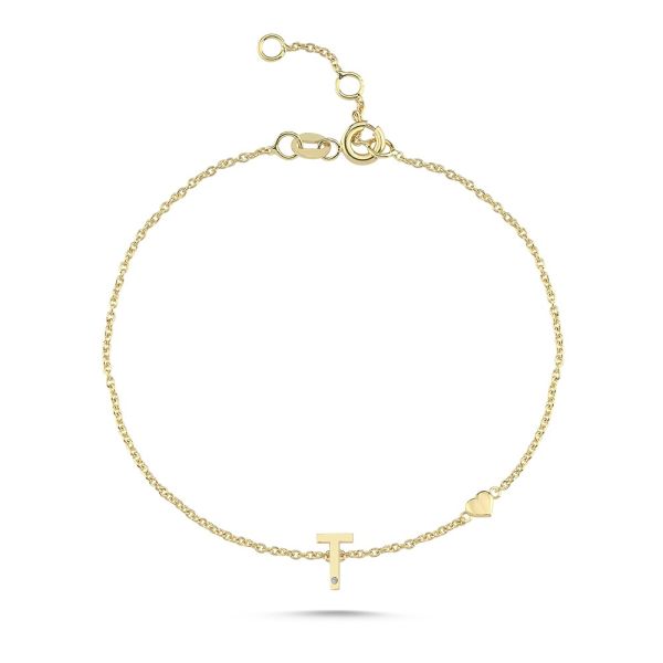 Nuran Bogstav Armbånd A-W – 14 Karat Guld m. Diamant – produktbillede 19