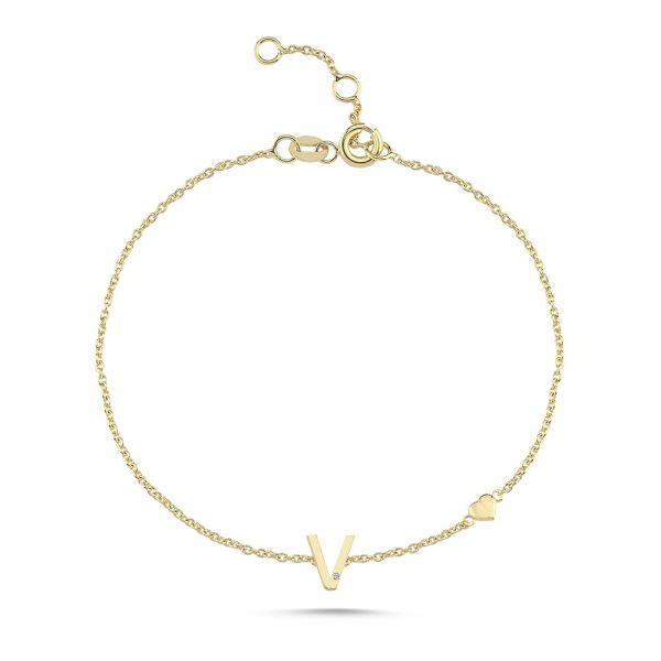 Nuran Bogstav Armbånd A-W – 14 Karat Guld m. Diamant – produktbillede 20