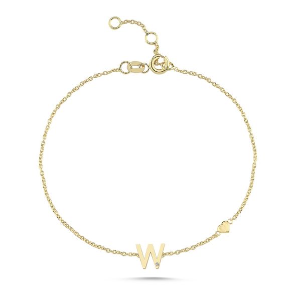 Nuran Bogstav Armbånd A-W – 14 Karat Guld m. Diamant – produktbillede 21