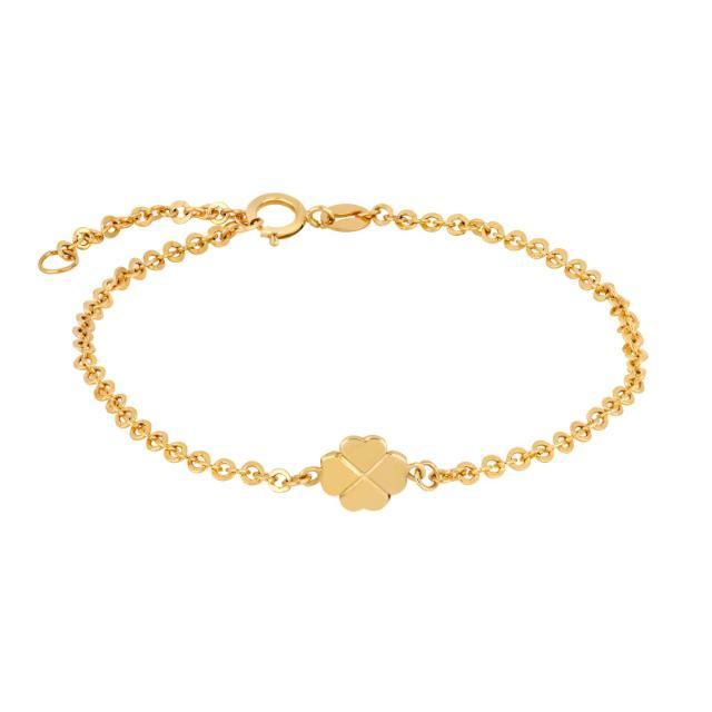 Children's four-leaf clover bracelet in 8kt gold, beautiful chain design with gold-colored detail. Model 80820950300