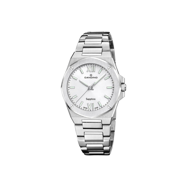 Candino Women's watch C47751 elegant women's watch in polished steel with silver dial and Roman numerals, Model C47751-1.