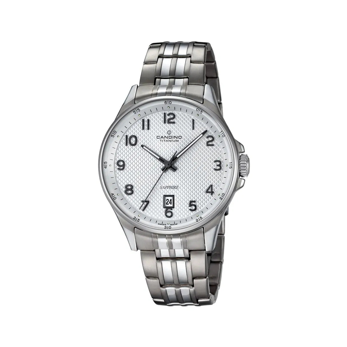Candino Men's watch Titanium with silver dial and date display, elegant chain. Model C46061-C46061-1