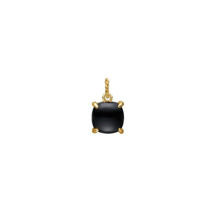 Carre Sunset pendant with black agate gold-plated, square black stone in gold setting. Model fl4350ba-2