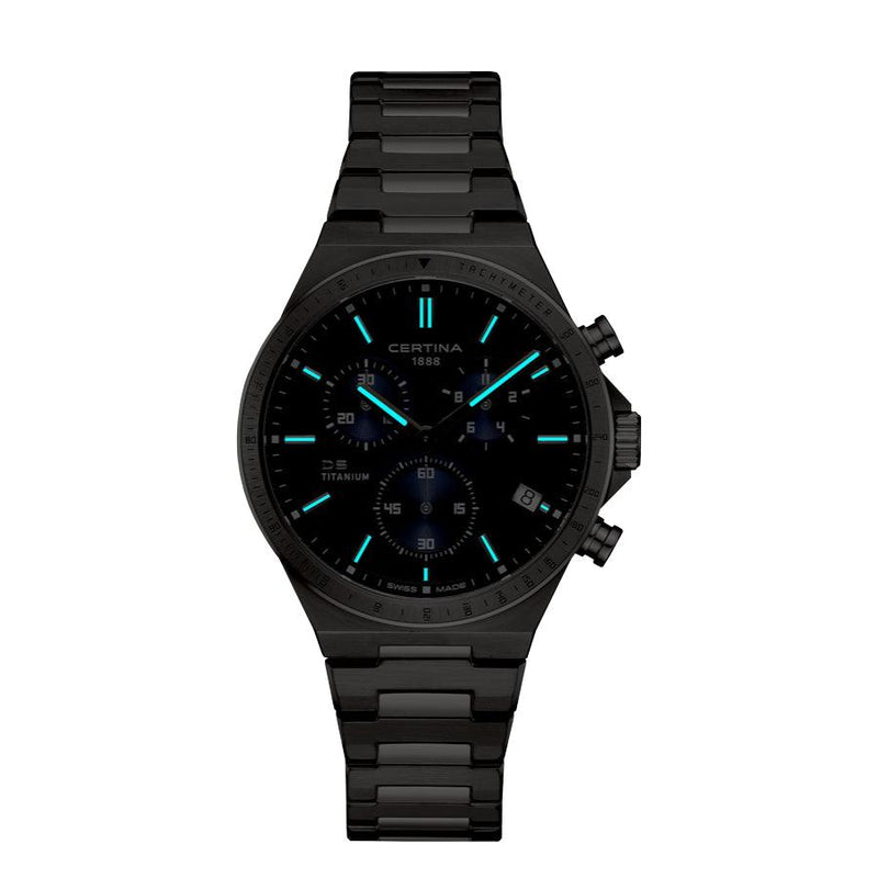Certina DS-7 Chronograph - Kvarts Blå Titanium 41mm - - C0434174404100