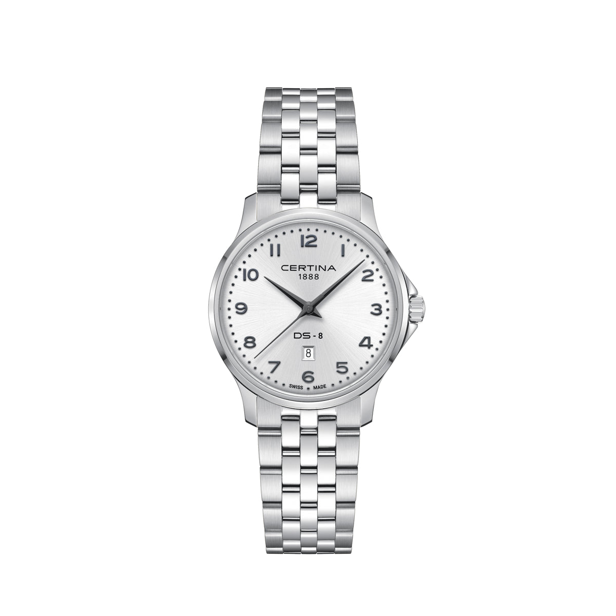 Certina DS-8 Lady 31mm Quarts M steel bracelet, silver dial and steel bracelet. Model C045.010.11.032.00