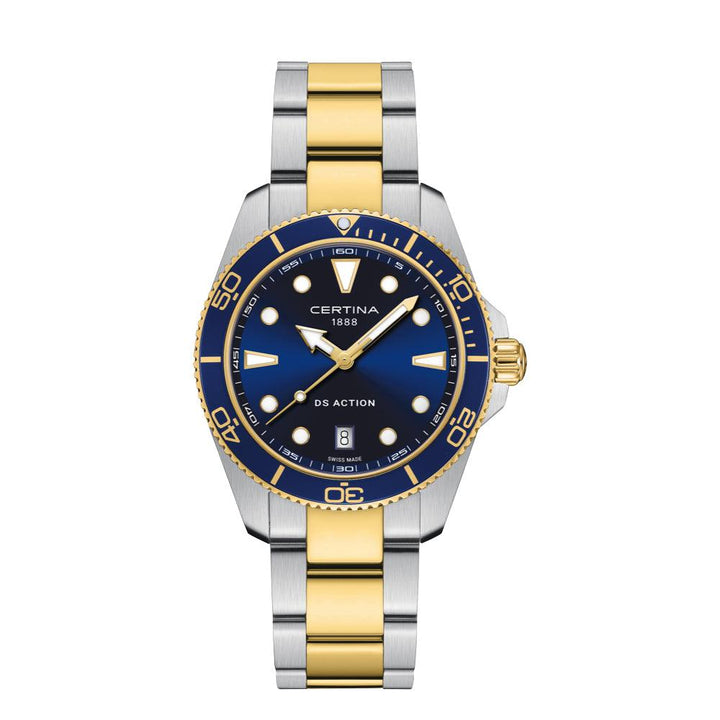 CERTINA DS Action blue dial pvd 40mm quartz with blue dial and two-tone steel-gold chain. Model C0484102204100