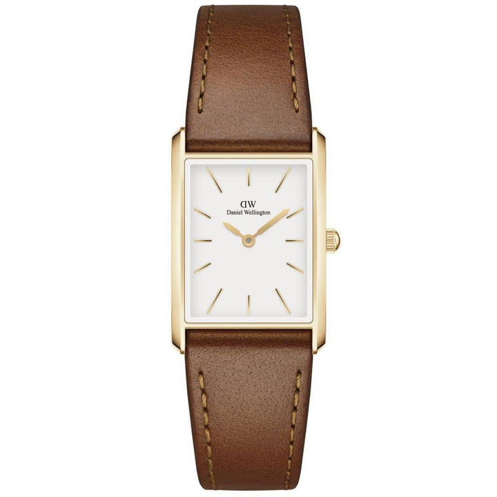 Daniel Wellington Bound Durham Square Women's Watch with Brown Leather Strap and Golden Case, Model ADW00100696