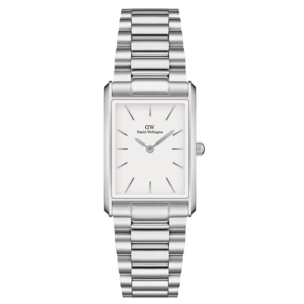 Daniel Wellington Bound Link White square women's watch with silver colored link and white dial. Model ADW00100700