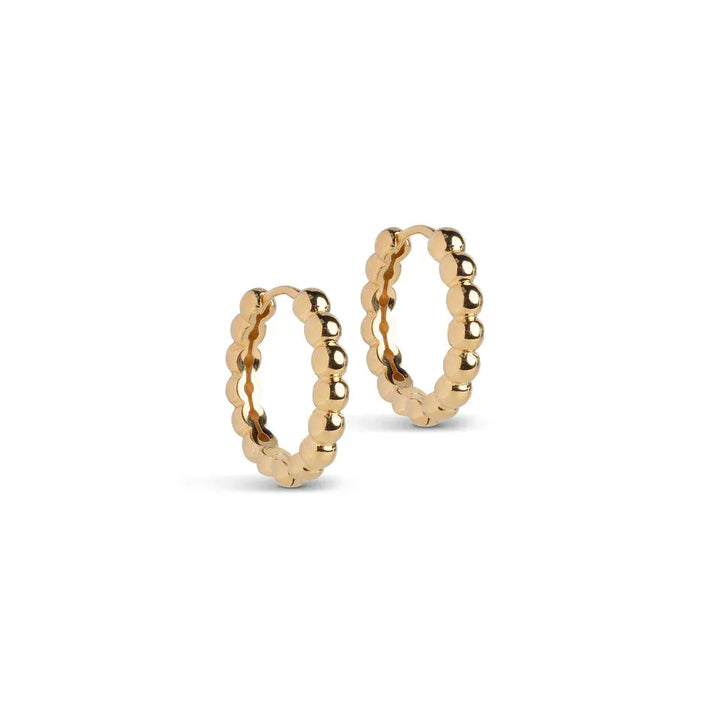 Enamel Ball Large Gold-plated Hoops 20mm, round earrings in gold-plated design with a ball look. Model e403g-1.