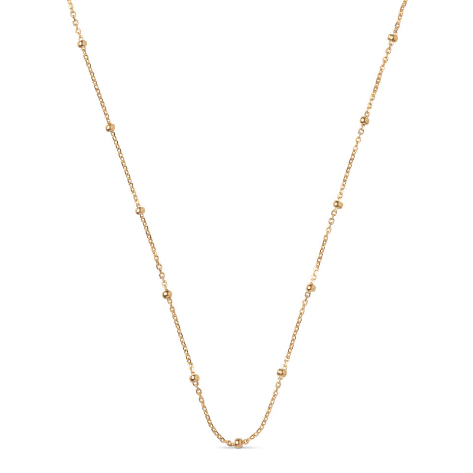 Enamel Beaded Chain necklace in gold-plated silver with small gold-colored pearl details, Model N141G-1