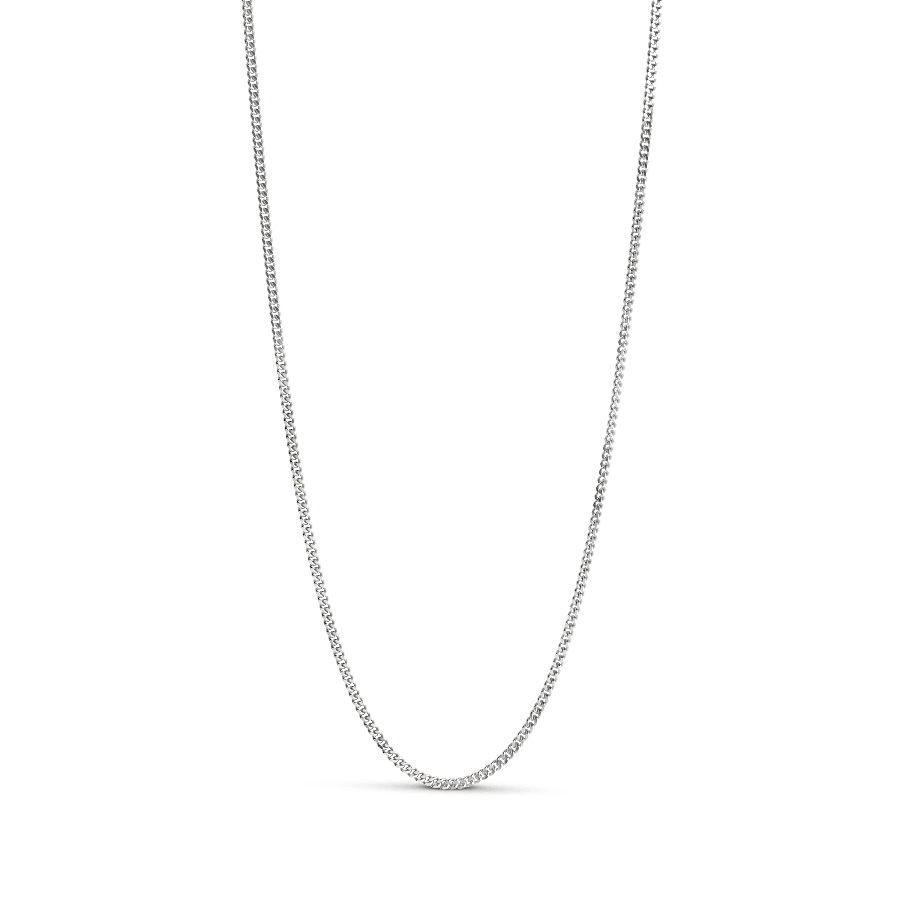 Enamel Curb Chain Necklace sol shows a simple, silver colored chain in shiny metal. Model N115S-N115S-1.