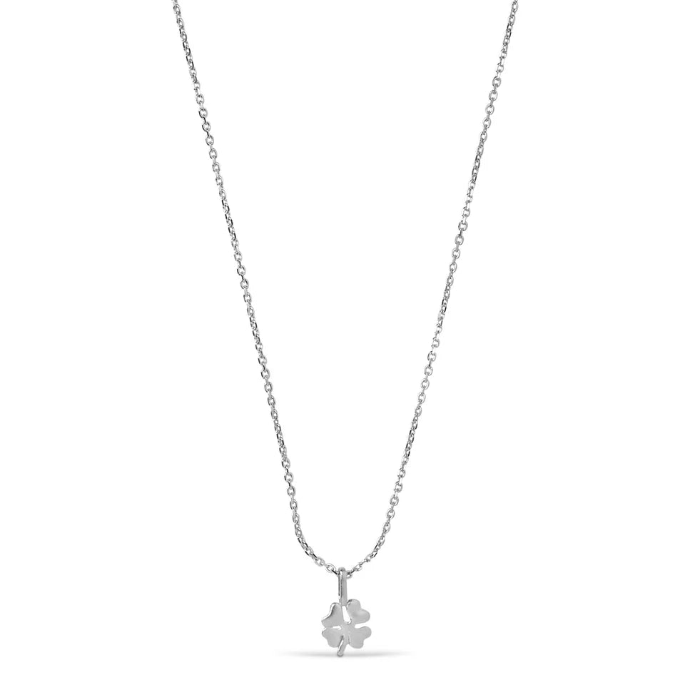 Enamel Four Leaf Clover necklace in silver with small clover pendant, single chain, Model n138sm-1