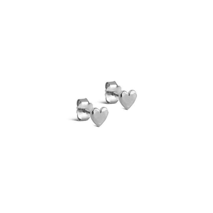 Enamel Heart Studs silver heart studs shown against white background, glossy surface. Model e373sm-e373sm-1
