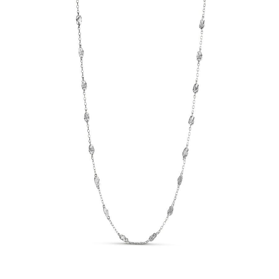 Enamel Kia Necklace silver, elegant necklace with fine organically shaped links in shiny silver colour. Model N116SM-N116SM-1.