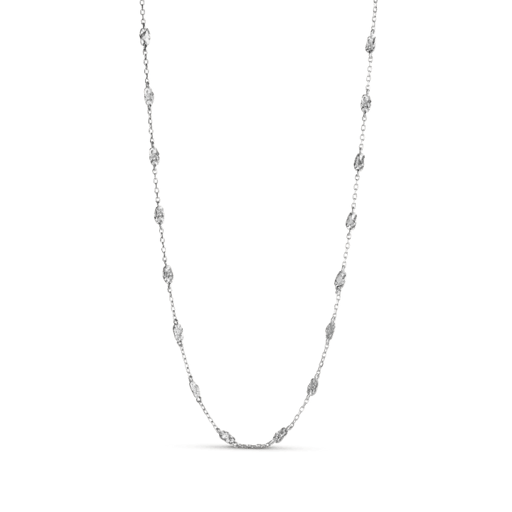 Enamel Kia Necklace silver, elegant necklace with fine organically shaped links in shiny silver colour. Model N116SM-N116SM-1.
