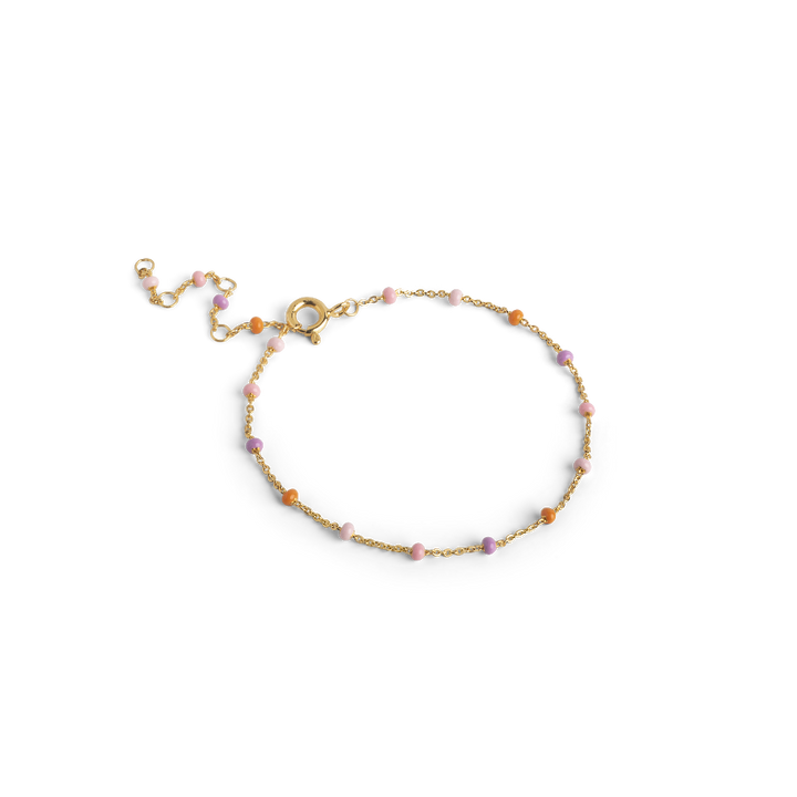 Enamel Lola Bracelet Blush in gold-plated silver with small pink and orange pearls, Model b66g-blush-1.