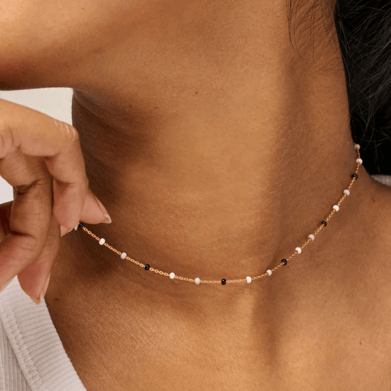 Enamel Lola Salt 'n' Pepper Necklace - N55G-SaltPepper - Halskæde - N55G-SaltPepper