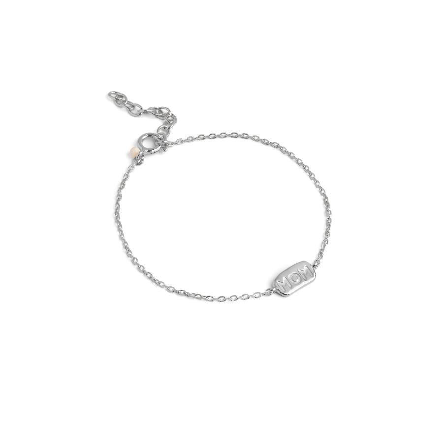 enamel mom bracelet in solv-b132s-b132s-1 shows an elegant silver bracelet with MOM engraving, Model B132S-B132S-1