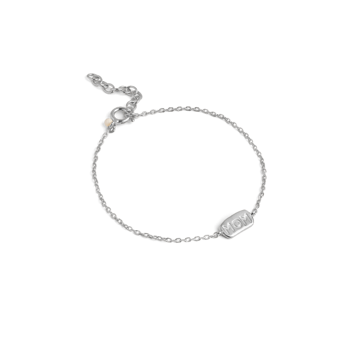 enamel mom bracelet in solv-b132s-b132s-1 shows an elegant silver bracelet with MOM engraving, Model B132S-B132S-1