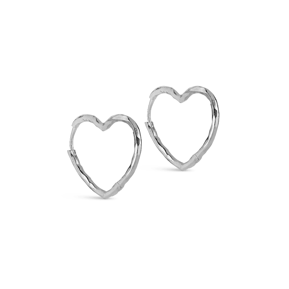 Enamel Organic Heart Medium Hoops i Sølv - Øreringe - E414SM