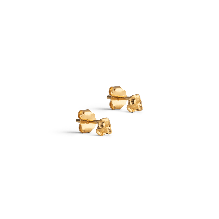 Enamel Rio Mini Studs shows small gold studs in an organic shape on a neutral background. Model E331GM-E331GM-1