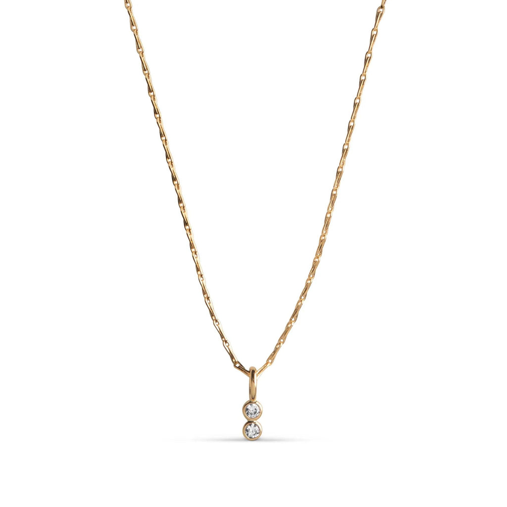 Enamel Twin Necklace - Forgyldt Halskæde Med Zirkoner - N129G - Halskæde - N129G