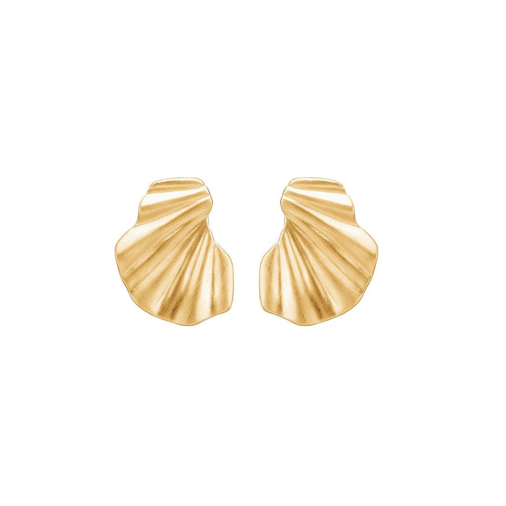 Enamel Wave Silver-gilt Studs shows a set of wave-shaped studs in a matt gold-plated look. Model E70GM-E70GM-1.