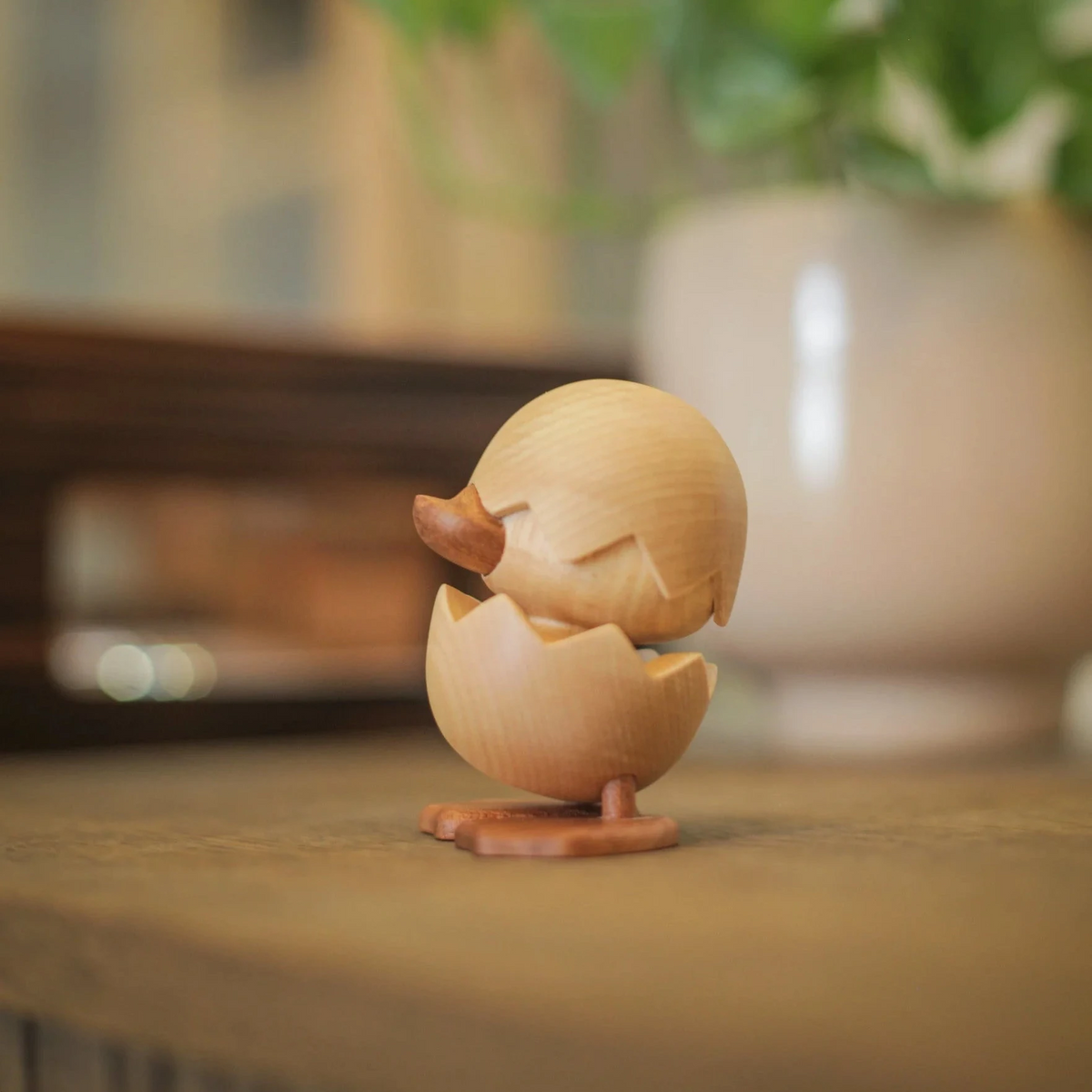 Fablewood HC Andersen's The Ugly Duckling as a carved wooden figure, light wood with light brown beak and foot, Model 8003-1