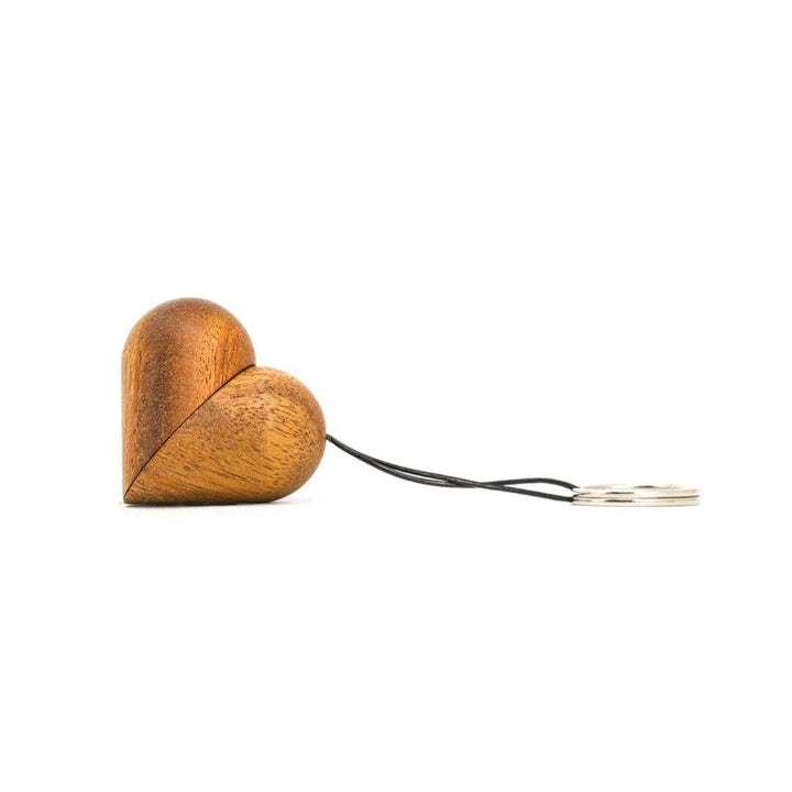 Fablewood Heart Key ring in light wood with a smooth finish, black string and key ring, Model 1202-2.