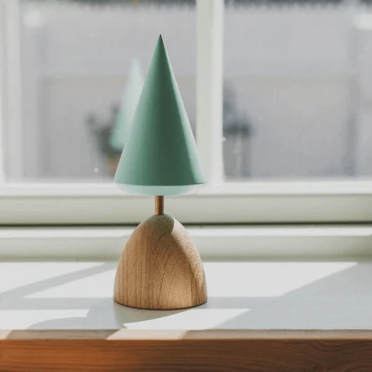 Fablewood Christmas tree Thor stands on the windowsill, green top and wooden base, Model 1211-1.