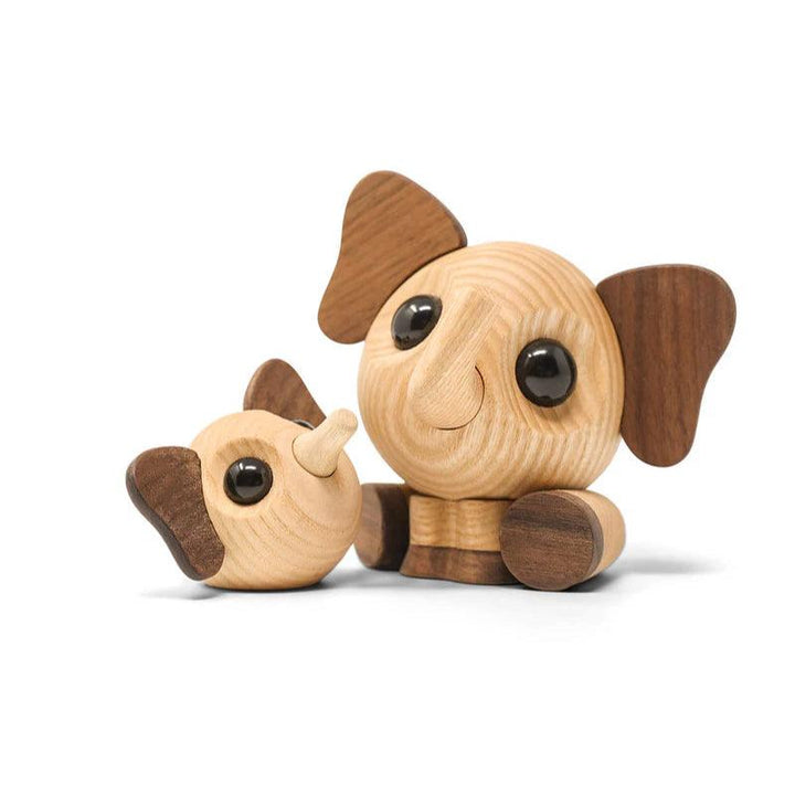 Fablewood Louis the Little Elephant two fun wooden figures with light and dark details, Model 1121-2.