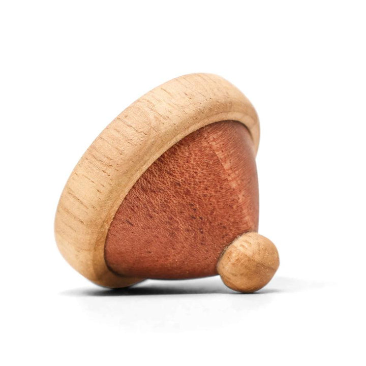 FableWood Santa hat, wooden figure in light and dark wood shades, round shape and visible wood structure. Model 7002-2.