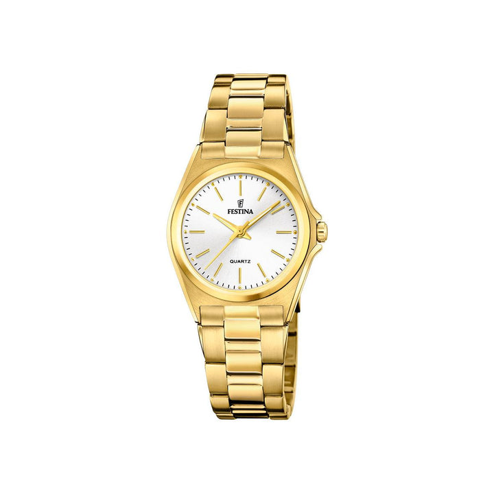 Festina Classic Ladies watch with golden chain and white dial, elegant design. Model 205572-205572-1.