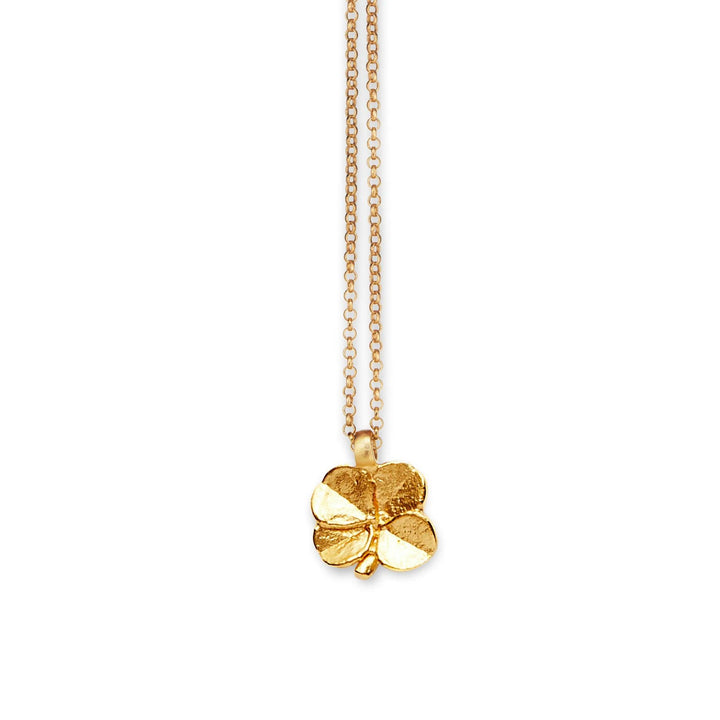 Flora Danica Clover Necklace Silver Gilt shown alone, elegant clover pendant in gilt silver. Model 907-flc-ne-g-1
