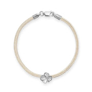Flora Danica Four-leaf clover Silk Bracelet Champagne - Silver