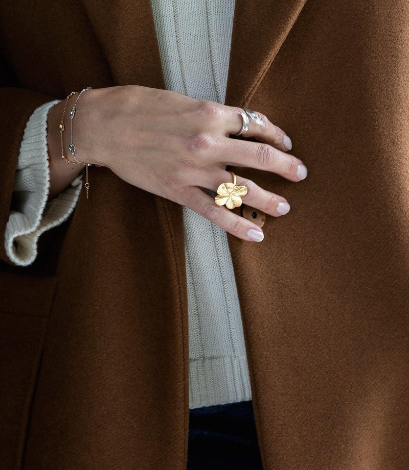 Flora Danica Firkløver Statement Ring - Sølv Forgyldt - Ringe - 907.FLC-STRI-G-001