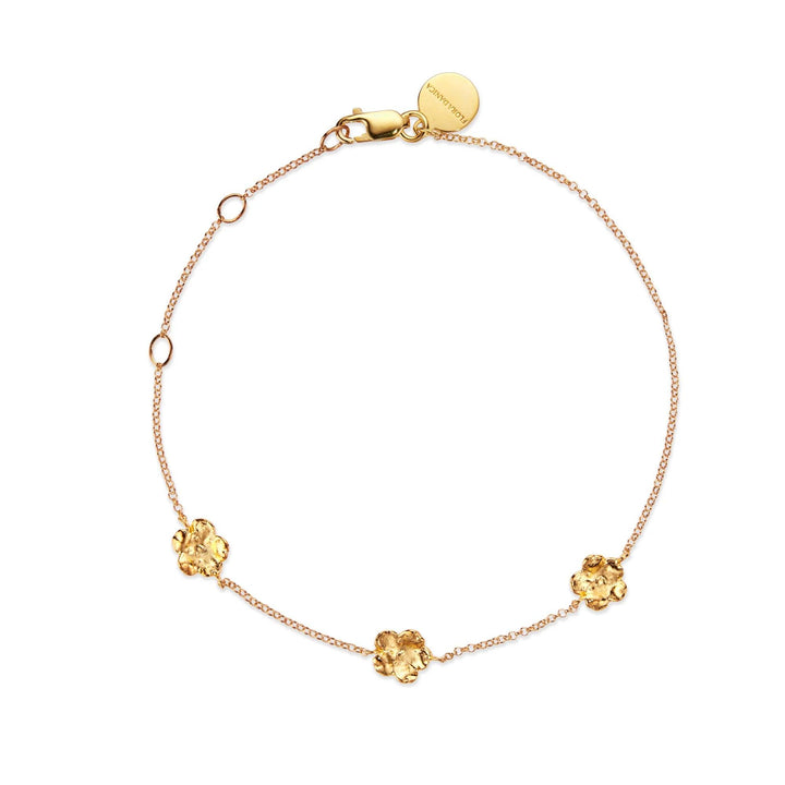 Flora Danica Forget-me-not Bracelet silver-gilt, elegant chain with three gold flower details. Model 907-fmn-br-g-1