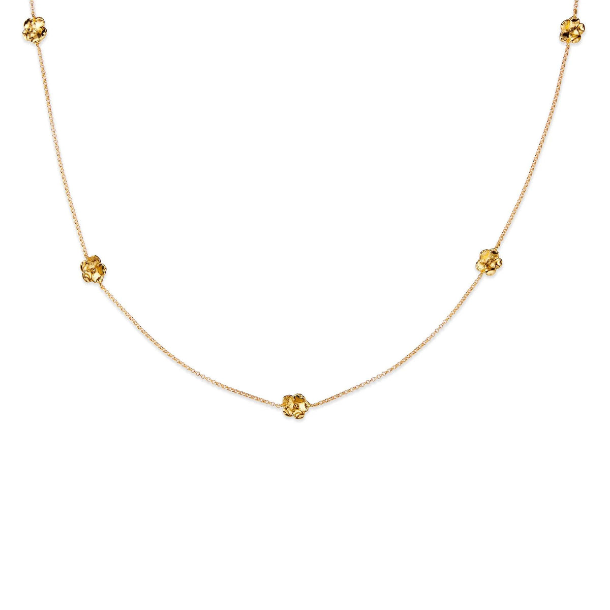 Flora Danica Forget-me-not Necklace Silver Gold-plated with small gold-plated flower details, Model 907-FMN-NE-G-1.