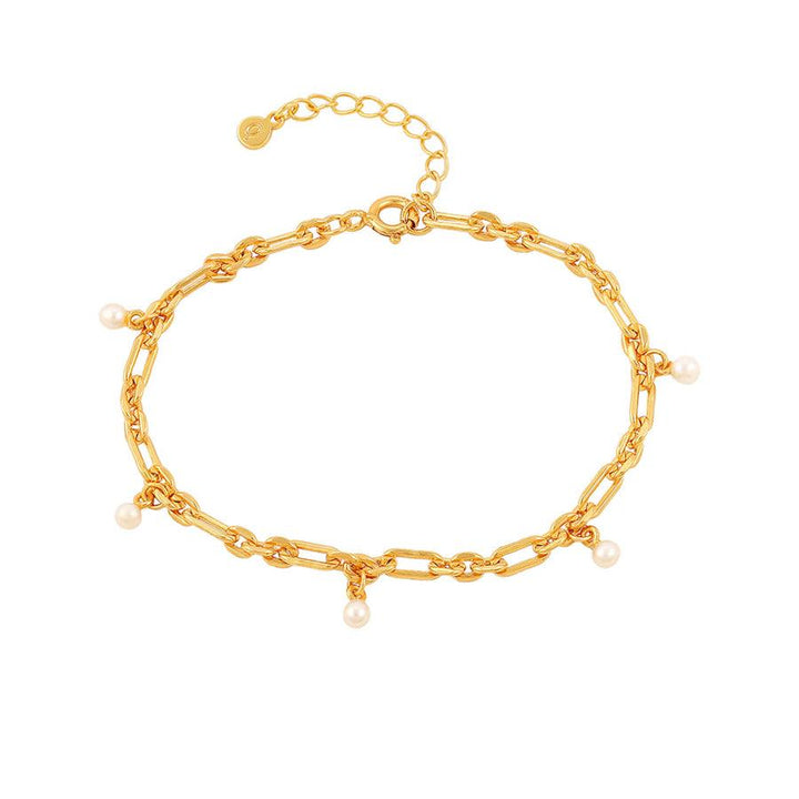 Hultquist Copenhagen Lainey Gold Plated Bracelet with Small Beads in Golden Chain Design, Model S08591G-2