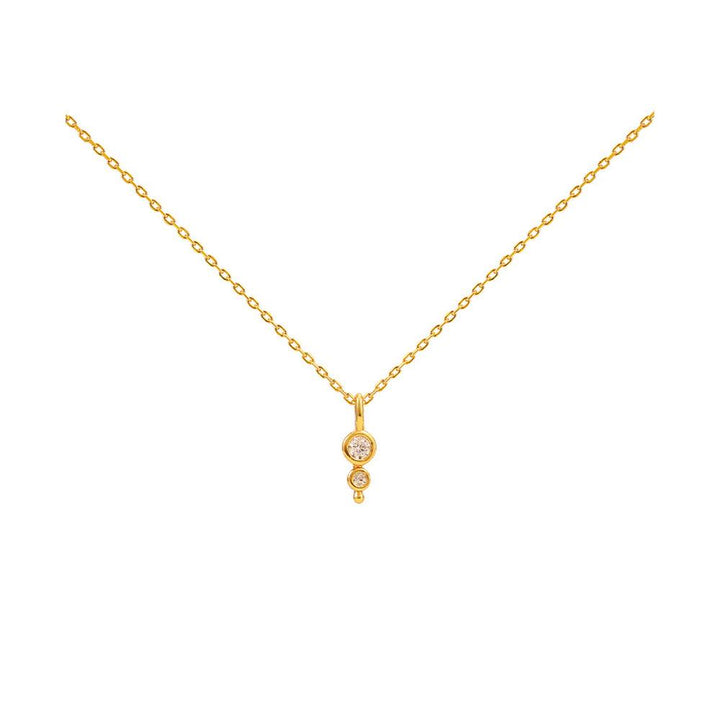 Hultquist Copenhagen Magnolia necklace with two round clear stones in gold-plated chain, Model S08554G-1