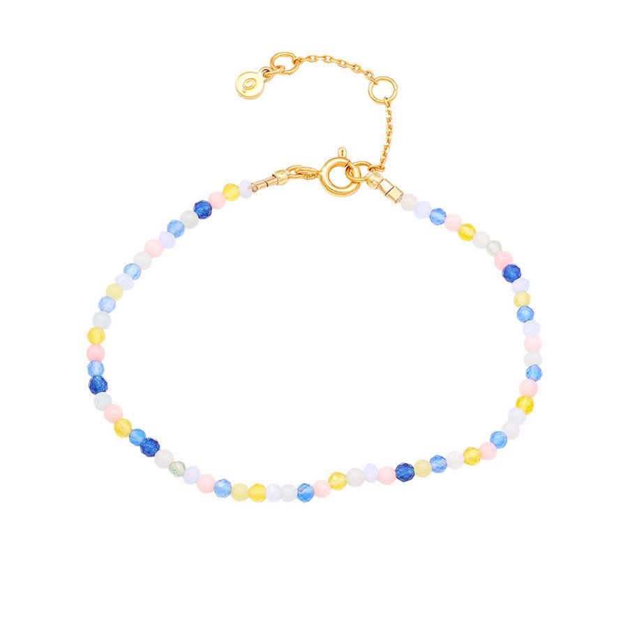 Hultquist Copenhagen Paisley Pearl Bracelet with small pastel pearls and gold colored chain. Model S08619G