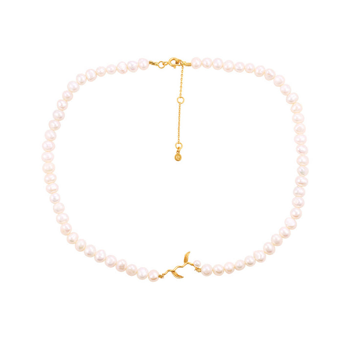 Hultquist Marigold Pearl necklace with white freshwater pearls and gold-colored clasp, Model S08660G-1.