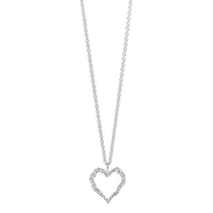Jeberg Jewelery Heart Me Necklace in silver with open heart pendant on simple chain. Model 42502-1
