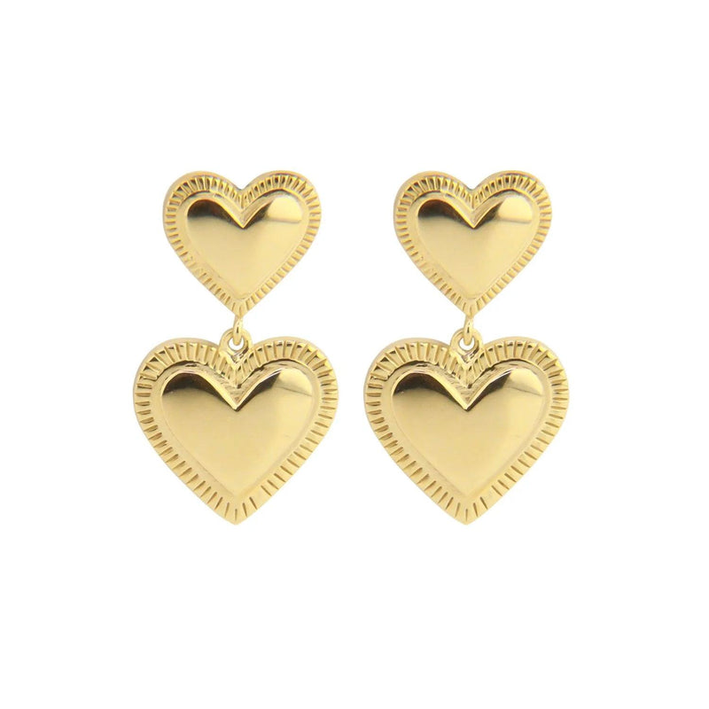 Jeberg Jewellry Rouge Noir Plain Heart Forgyldt Øreringe - Øreringe - 52905