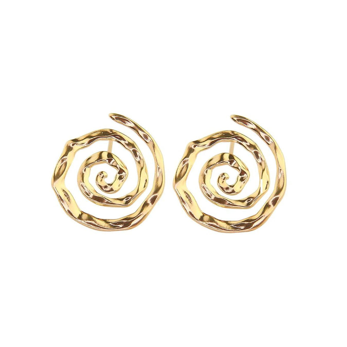Jeberg Pirouette Darling Earrings shows round gold earrings with twisted spiral design. Model 52870-1.