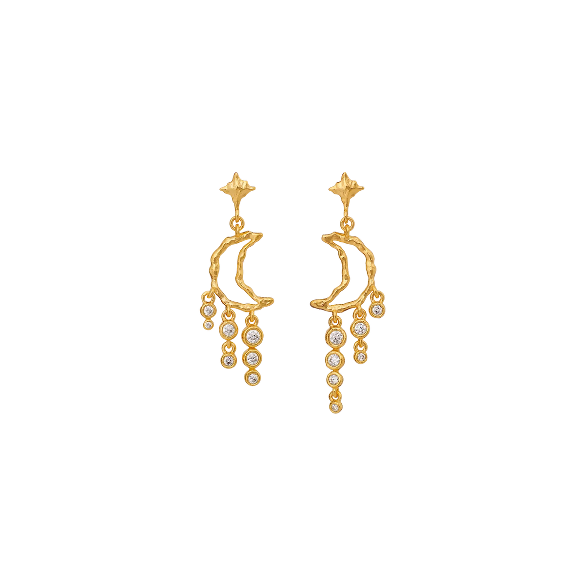 Maanesten Lumi Gold-Plated Dangle Earrings with Moon & Shooting Star – 10205A