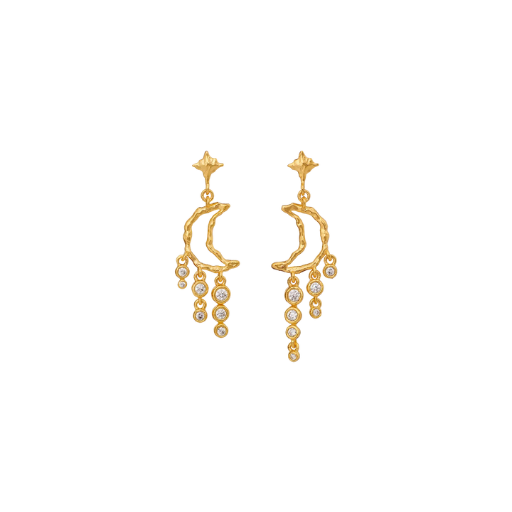 Maanesten Lumi Gold-Plated Dangle Earrings with Moon & Shooting Star – 10205A